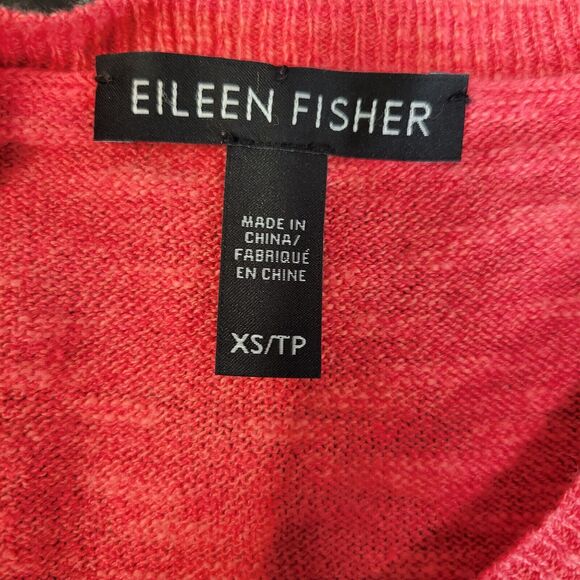 Eileen Fisher Organic Linen Cotton Slub Knit Sweater Coral Pink Size XS Crewneck - Picture 5 of 10